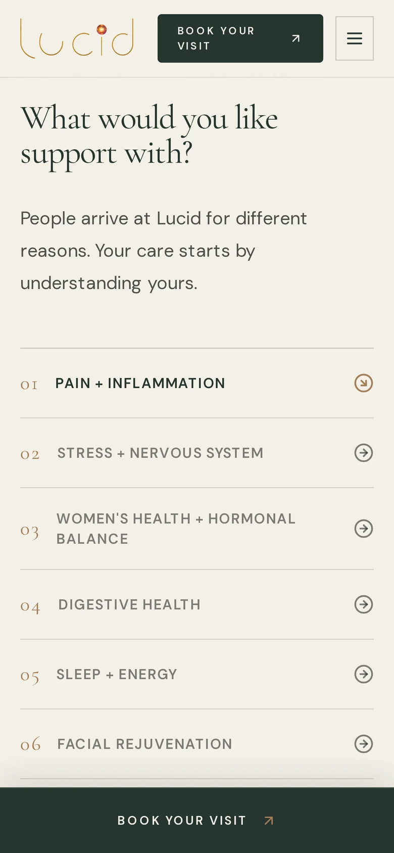 Lucid support selector on a phone.